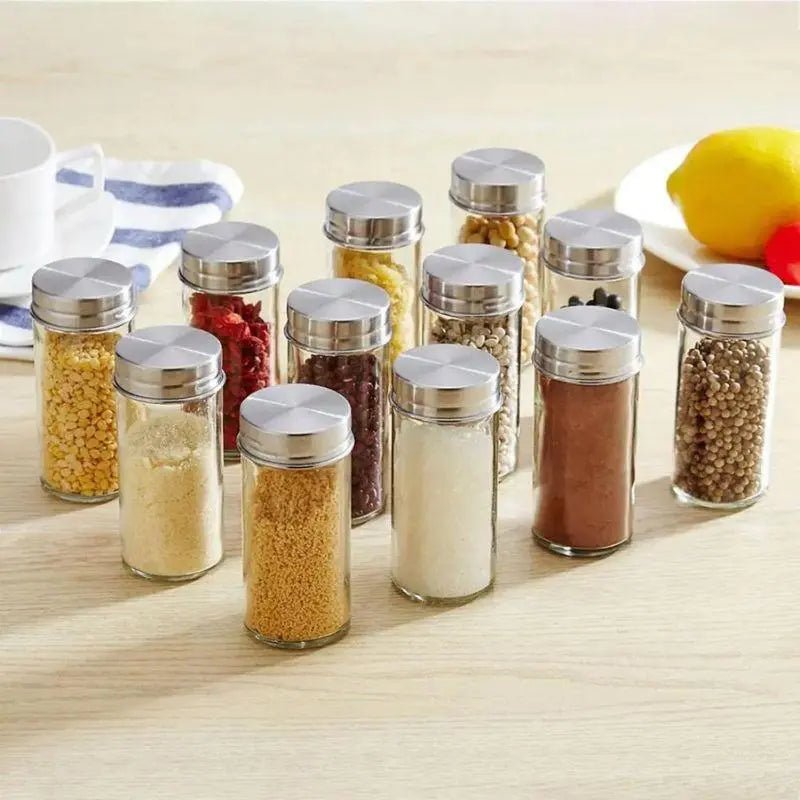 Porta Temperos e Condimentos Giratório em Inox + Caneta e Adesivo - Entrega Grátis